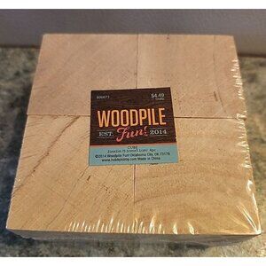 4 Craft Wooden Blocks 1 7/8" Square Cube Natural Wood Puzzle Building